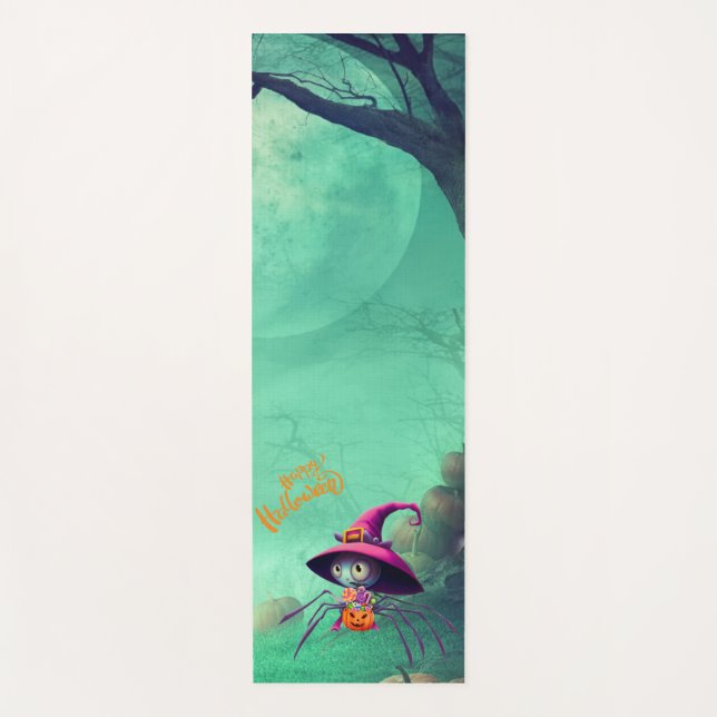 Fall/autumn/spider/witch/halloween Yoga Mat (Front)