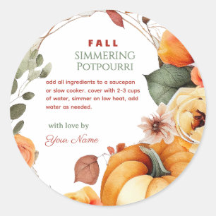 Fall Autumn Stovetop Simmering Potpourri Classic Round Sticker