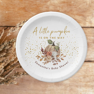 Fall Autumn Sweet Little Pumpkin Baby Shower Paper Plate