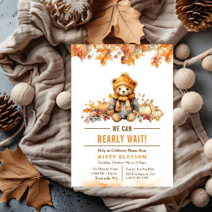 Fall Autumn Teddy Bear Baby Shower Invitation