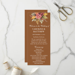 Fall Autumn Terracotta Floral Watercolor Wedding Program