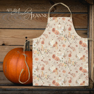 Fall Autumn Thanksgiving BOHO Floral Pumpkins Apron