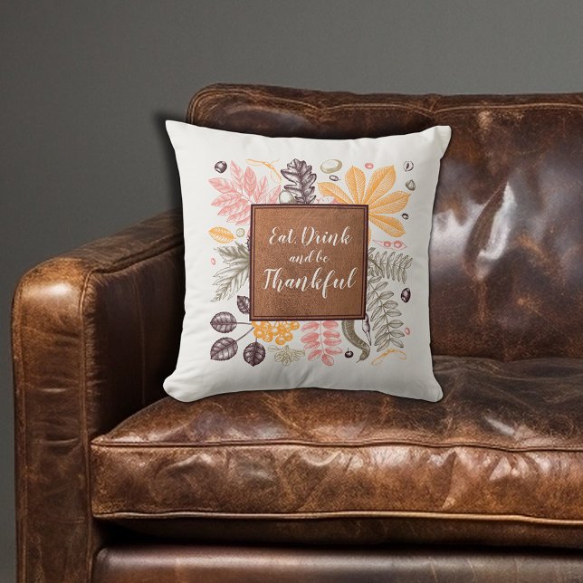 Fall Autumn Thanksgiving Botanicals Cushion (Fall Autumn Thanksgiving Botanicals Throw Pillow)