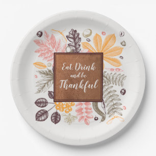 Fall Autumn Thanksgiving Botanicals Paper Plate