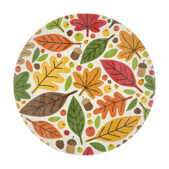 Fall Autumn Thanksgiving Harvest Leaves Falling Cutting Board (Front)