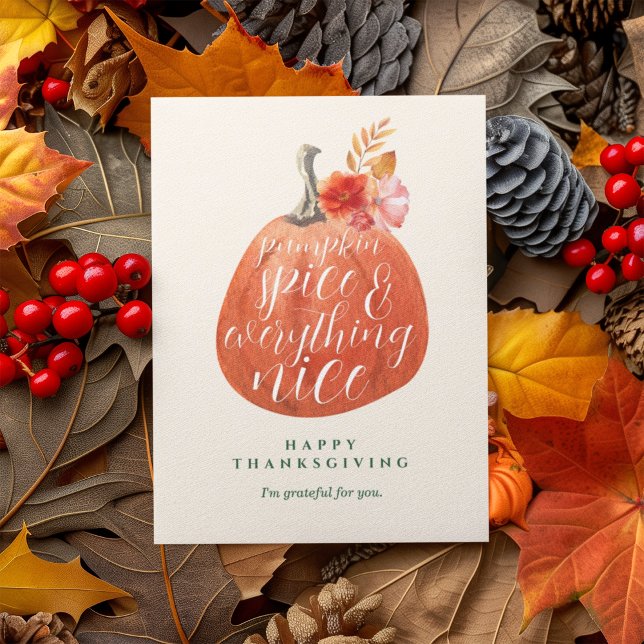 Fall Autumn Thanksgiving Party Watercolor Pumpkin Postcard (Creator Uploaded)