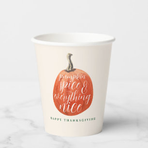 Fall Autumn Thanksgiving Party Watercolor Pumpkins Paper Cups