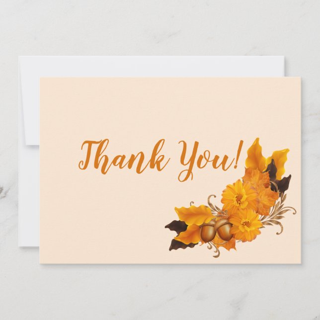 Fall Autumn Thanksgiving Thank You Notes Acorns (Front)