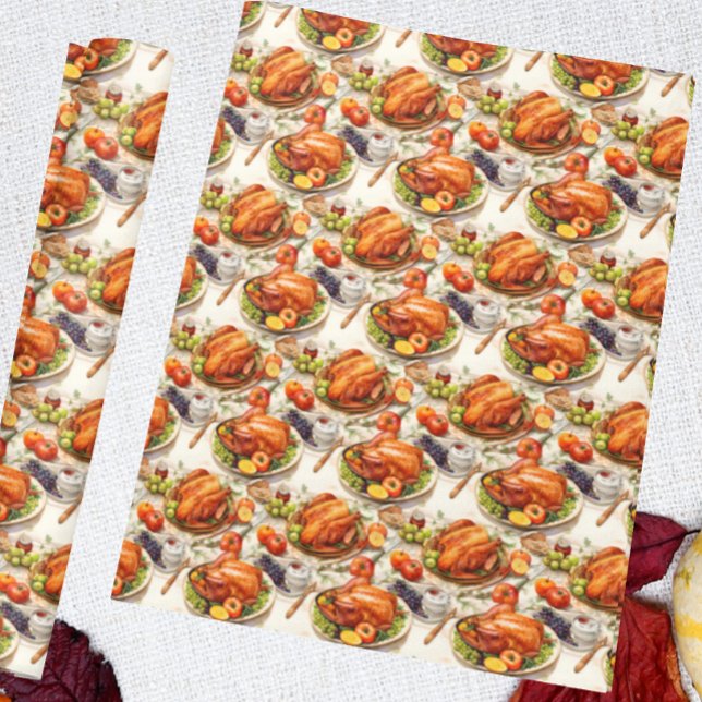 Fall Autumn Thanksgiving Turkey Dinner Wrapping Paper (Creator Uploaded)