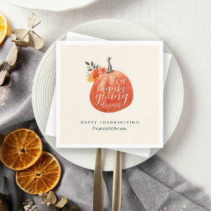 Fall Autumn Thanksgiving Watercolor Pumpkin Napkin
