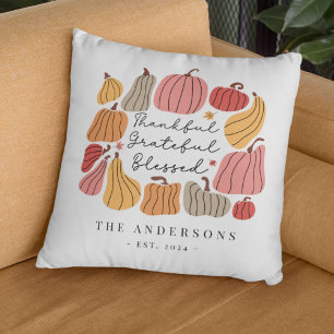 Fall Autumn Thanksiving Pumpkin Personalised Name Cushion
