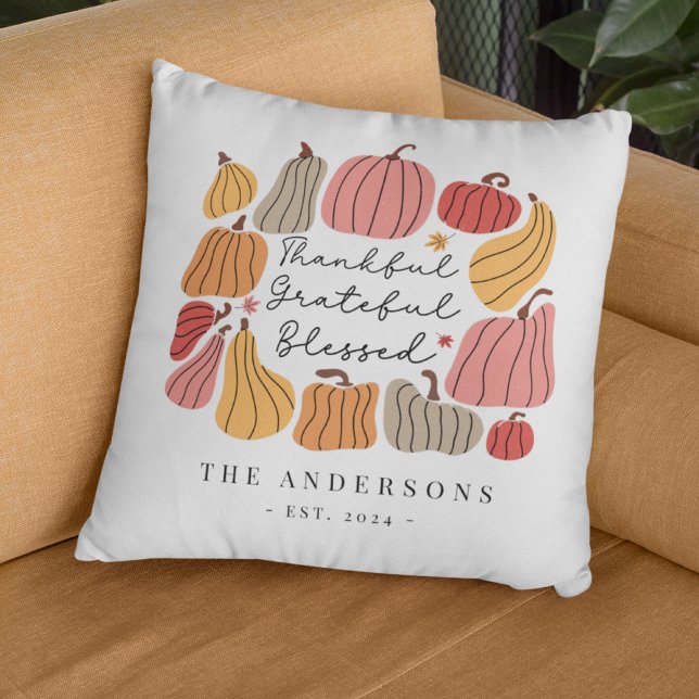 Fall Autumn Thanksiving Pumpkin Personalised Name Cushion (Creator Uploaded)