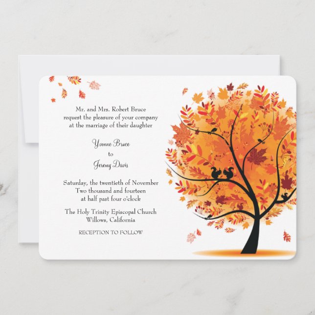 Fall / Autumn Tree Wedding Invitation (Front)