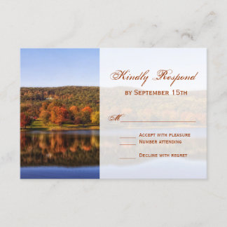 Fall Autumn Trees Lake Country Wedding RSVP Cards