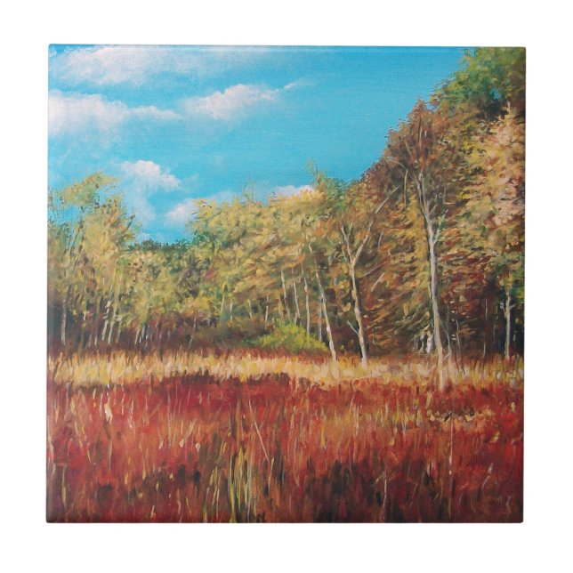 Fall Autumn Trees Landscape Art Ceramic Tile (Front)