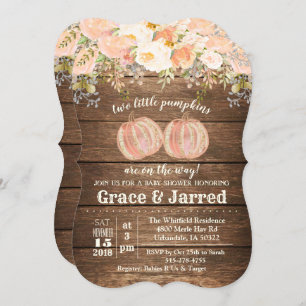 Fall Autumn Twin Baby Shower Invitation