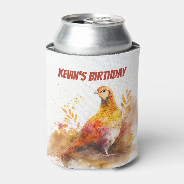 Fall / Autumn vibes Pheasant -  Birthday Party - Can Cooler (Can Front)