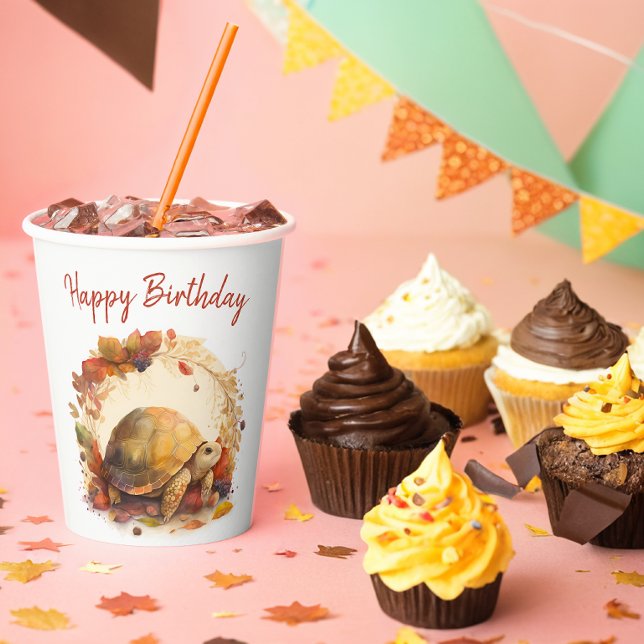 Fall / Autumn vibes Tortoise -  Birthday Party - Paper Cups (Creator Uploaded)