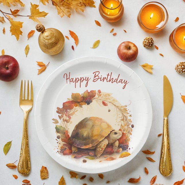 Fall / Autumn vibes Tortoise -  Birthday Party - Paper Plate (Creator Uploaded)