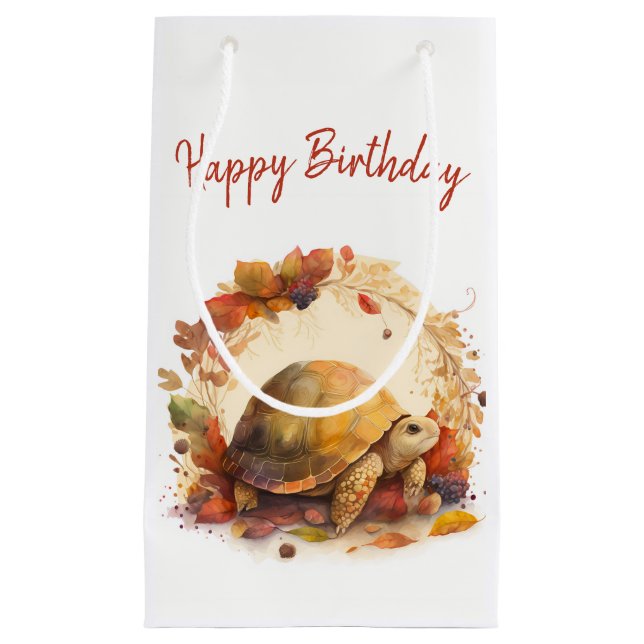 Fall / Autumn vibes Tortoise -  Birthday Party - Small Gift Bag (Front)