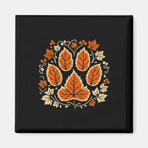 Fall Autumn Vine Leaf Paw Thanksgiving Dog Lover D Magnet