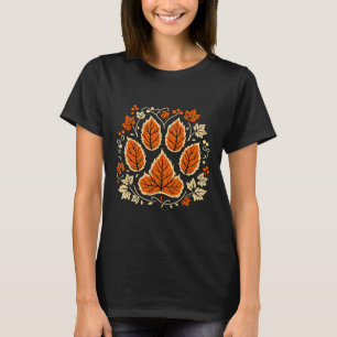 Fall Autumn Vine Leaf Paw Thanksgiving Dog Lover D T-Shirt