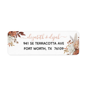 Fall Autumn Watercolor Floral Wedding Label Return Address Label