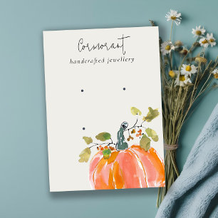 Fall Autumn Watercolor Pumpkin 2 Earring Display Business Card