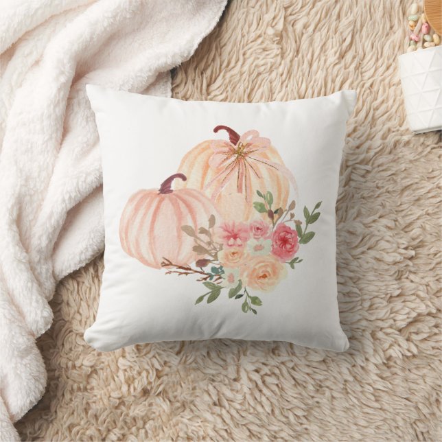 Fall Autumn Watercolor Pumpkin Cushion (Blanket)