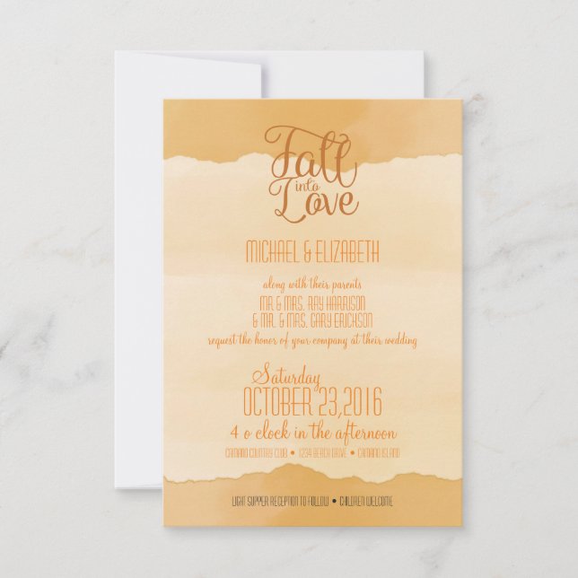 Fall Autumn Watercolor Wedding Invitation (Front)