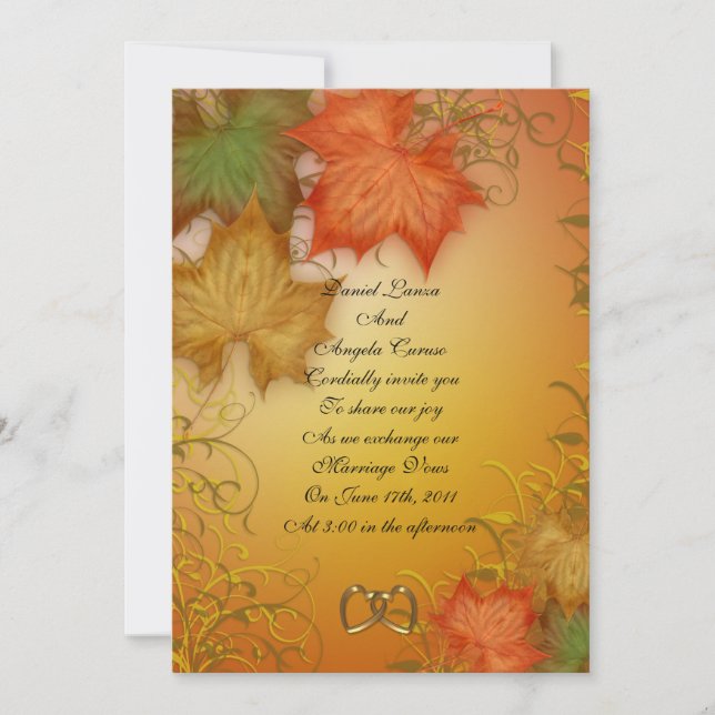 Fall Autumn wedding Invitation (Front)