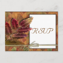 Fall Autumn Wedding RSVP Postcard