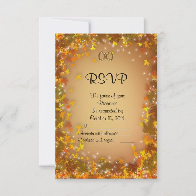 Fall Autumn Wedding RSVP response card (Front)