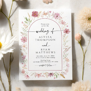 Fall Autumn Wildflower Floral Wedding Invitation