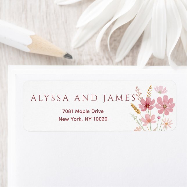 Fall Autumn Wildflower Floral Wedding Return Address Label (Insitu)