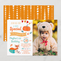 Fall Autumn Woodland Fox Pumpkin Photo Birthday