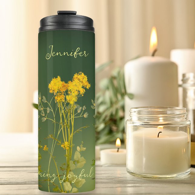 Fall Autumn Yellow Flowers On Green Inspirational Thermal Tumbler (Creator Uploaded)