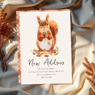 Fall Autumnal Cute Squirrel New Home Address Announcement