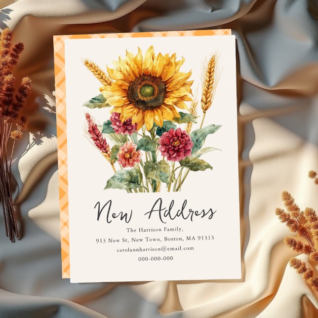 Fall Autumnal Sunflower | New Home Address  Announcement (Creator Uploaded)