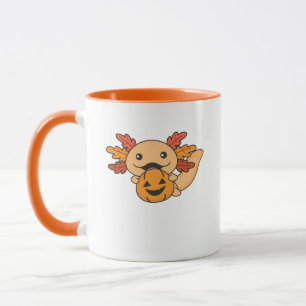 Fall Axolotl With Fall Leaves Pumpkin Fall Mug