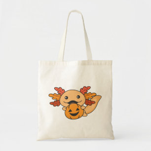 Fall Axolotl With Fall Leaves Pumpkin Fall Tote Bag