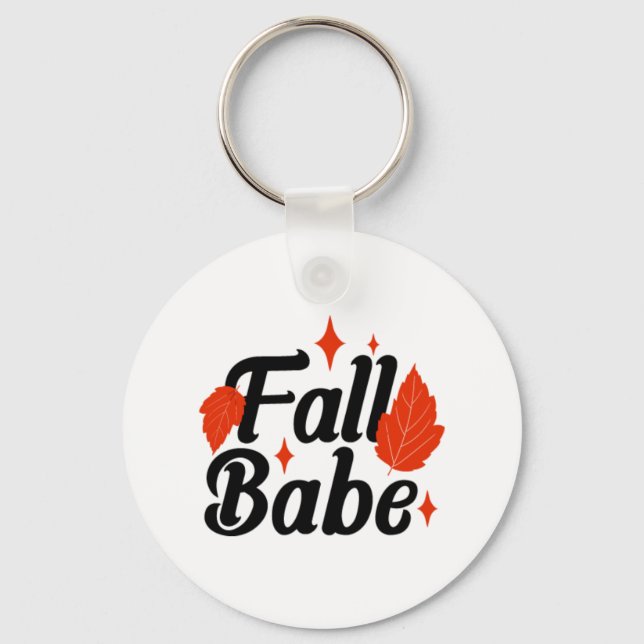 Fall Babe Black and Orange Print Key Ring (Front)