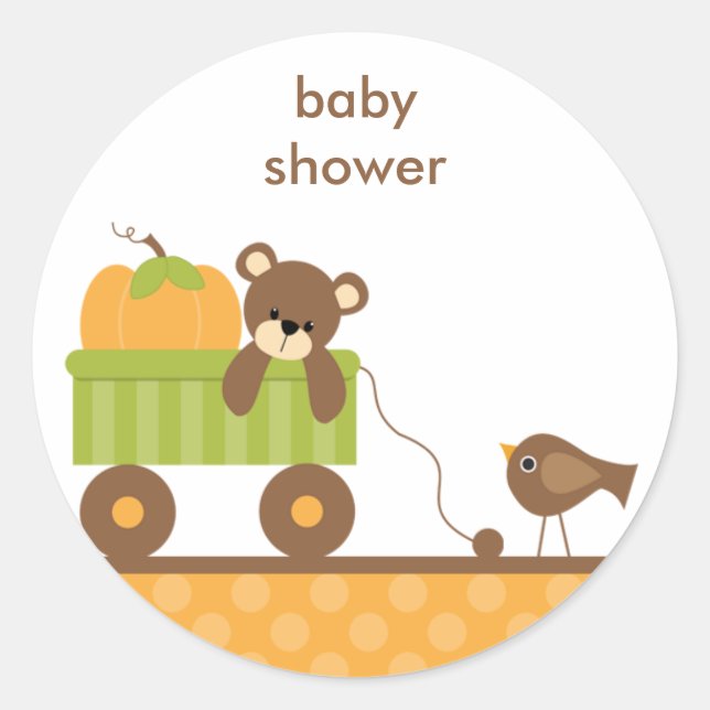 Fall Baby Bear in Wagon Stickers (Front)
