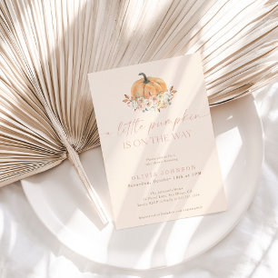 Fall Baby Girl Baby Shower Pink A Little Pumpkin Invitation