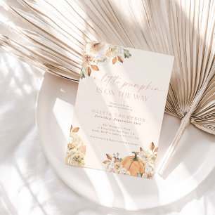 Fall Baby Girl Baby Shower Pink A Little Pumpkin Invitation