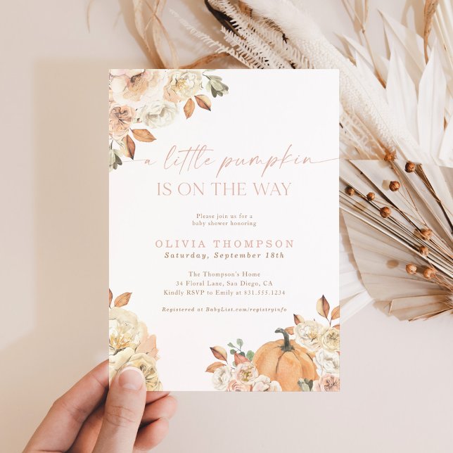 Fall Baby Girl Baby Shower | Pink A Little Pumpkin Invitation (Creator Uploaded)
