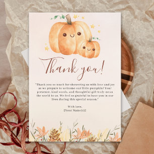 Fall Baby Shower – "A Little Pumpkin is on the way Thank You Card
