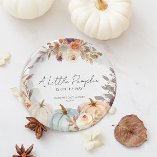Fall Baby Shower A Little Pumpkin Paper Plate