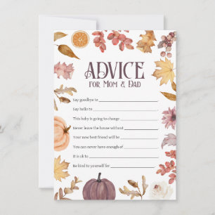 Fall Baby Shower Advice for Mum & Dad Card