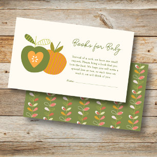 Fall Baby Shower Apple Theme Books for Baby Enclosure Card